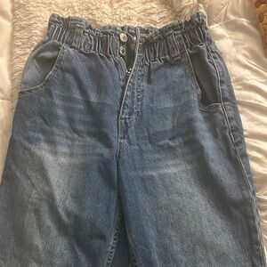 Forever 21 Light Blue Denim Paperbag Waist Pants